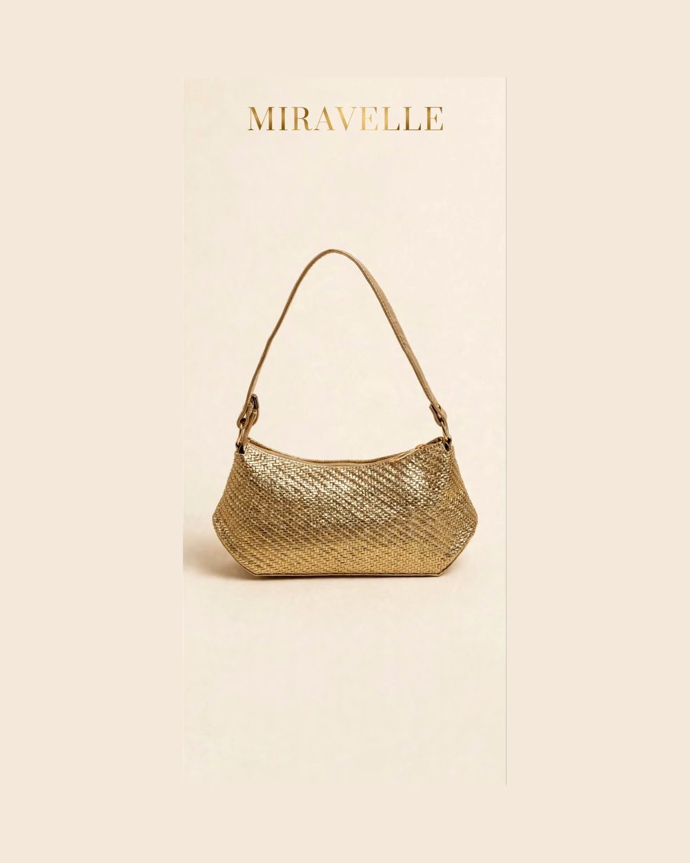 Miravelle Golden Woven Shoulder Bag