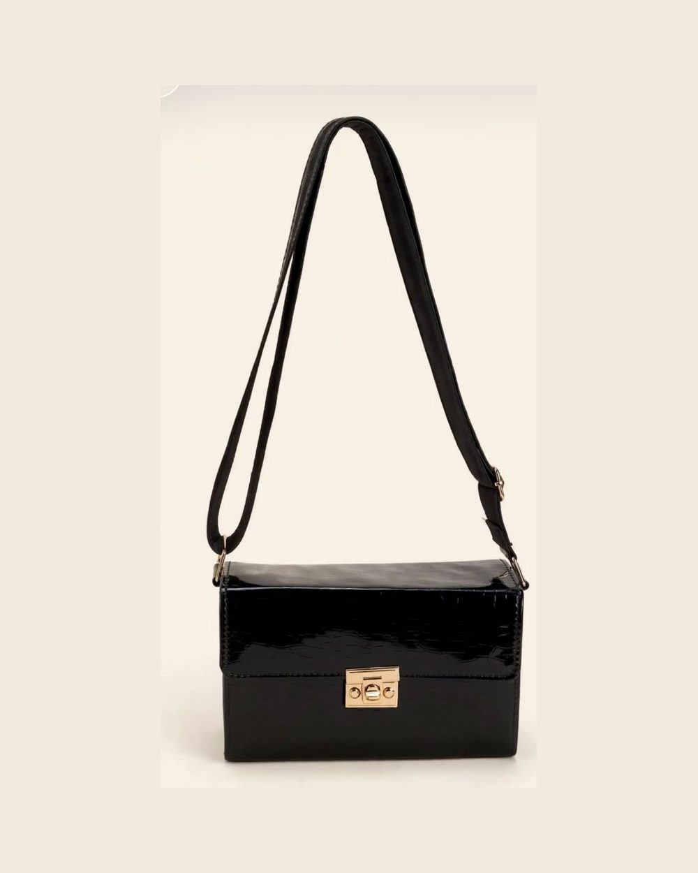 Miravelle Shiny Black Shoulder Bag