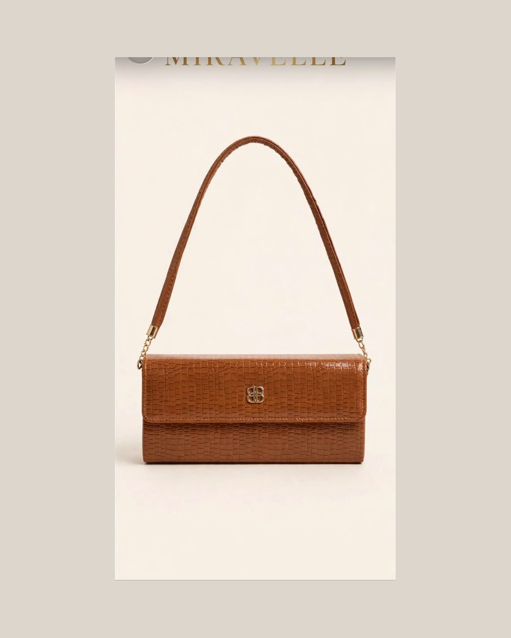 Miravelle Shiny Brown Textured Shoulder bag